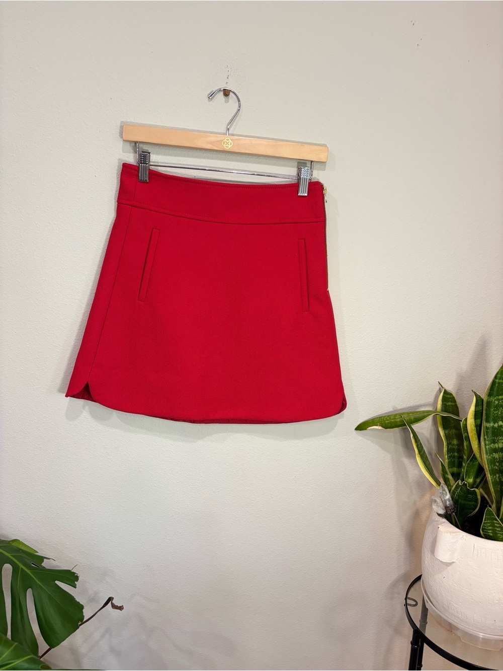 J. Crew | Red A-Line Wool Mini Skirt | Size 0